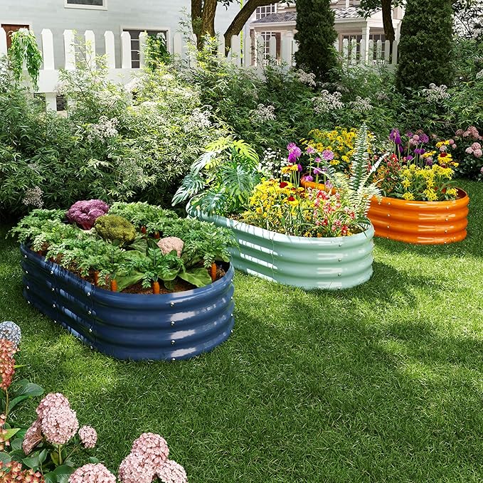 ZFHgarden Galvanized Metal Planter Raised Garden Bed Kit for Gardening Outdoor,8x2x1ft Planter Grow Garden Box Raised Flower Bed,Long Vegetable Clearance Herb Raised Garden Beds for Gardening