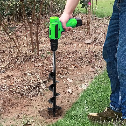 Auger Drill Bit for Planting - 4"X24" Heavy-Duty Auger Post Hole Digger for Fence- 1/2" Hex Drive Drill