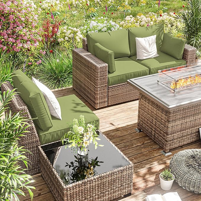 8p Outdoor Cushion Slipcovers Outdoor Patio Cushions Covers Replacement Waterproof with Zipper for 3-Seat Rattan Sofa Patio Furniture Cushion Covers, Covers Only