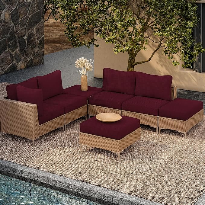 Outdoor Cushion Covers Set,14PCS Patio Furniture Couch Seat Slipcovers, Replacement for Sofa Sectional Chair(Cover,Only)
