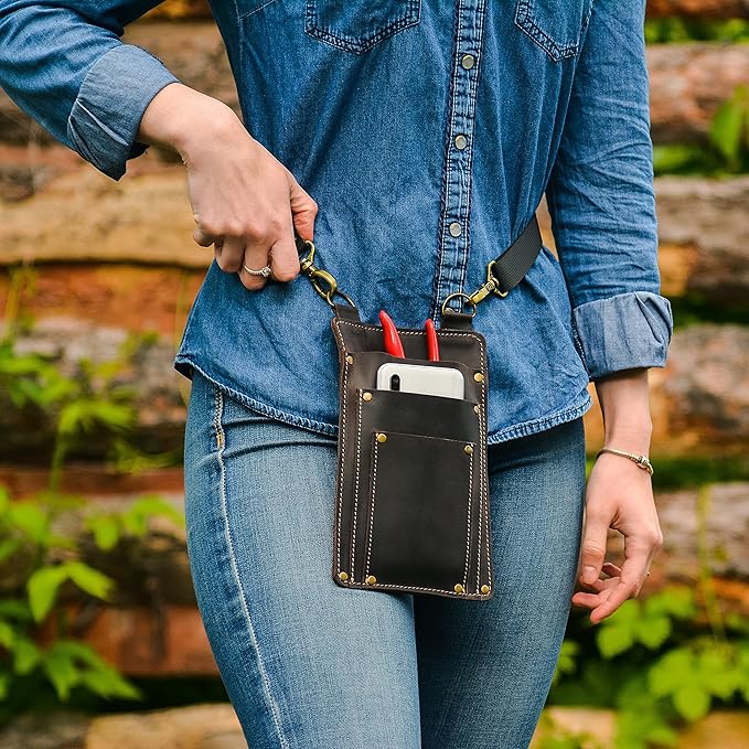 Leather Florist Tool Belt Bag Garden Farmer Pouch Organizer - Hand Tools Holder Utility Kit