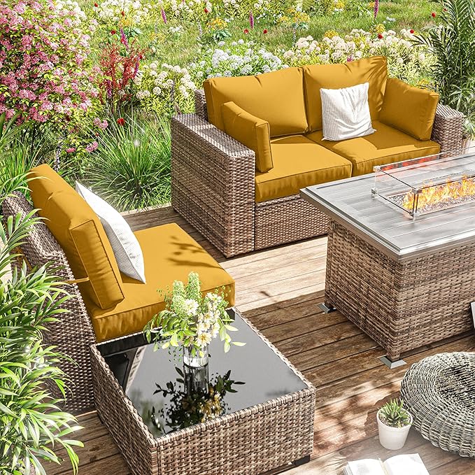 8p Outdoor Cushion Slipcovers Outdoor Patio Cushions Covers Replacement Waterproof with Zipper for 3-Seat Rattan Sofa Patio Furniture Cushion Covers, Covers Only