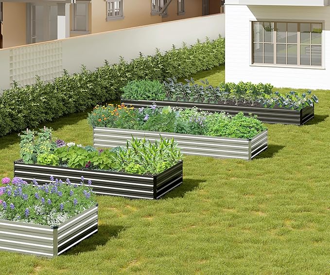 2PCS 7x3x1ft Galvanized Raised Garden Bed Kit, Galvanized Planter Raised Garden Boxes Outdoor, Large Metal Raised Garden Beds for Vegetables,Black