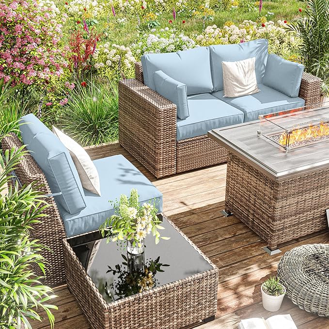 8p Outdoor Cushion Slipcovers Outdoor Patio Cushions Covers Replacement Waterproof with Zipper for 3-Seat Rattan Sofa Patio Furniture Cushion Covers, Covers Only