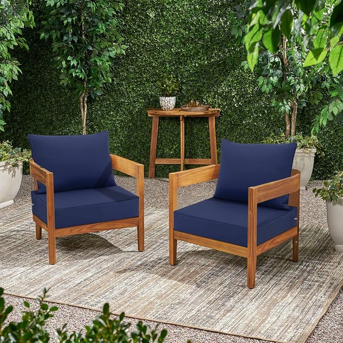 Favoyard Outdoor Seat Cushion Set 22 x 22 Inch Waterproof & Fade Resistant Patio Furniture Cushions with Removable Cover Deep Seat & Back Cushion with Tie Straps for Chair Sofa Couch