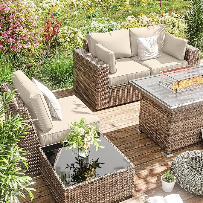 8p Outdoor Cushion Slipcovers Outdoor Patio Cushions Covers Replacement Waterproof with Zipper for 3-Seat Rattan Sofa Patio Furniture Cushion Covers, Covers Only