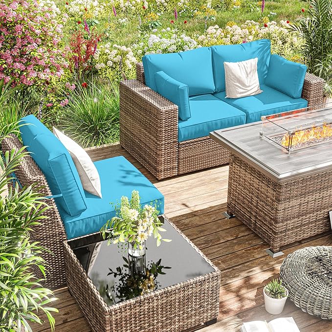 8p Outdoor Cushion Slipcovers Outdoor Patio Cushions Covers Replacement Waterproof with Zipper for 3-Seat Rattan Sofa Patio Furniture Cushion Covers, Covers Only