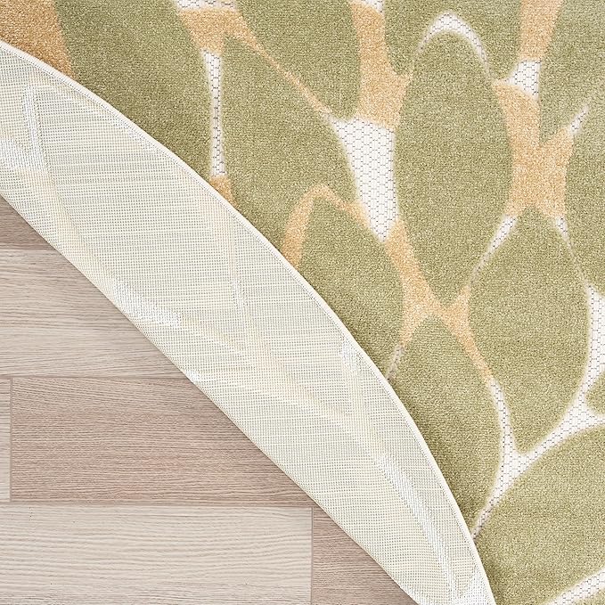 Nourison Home Aloha Indoor-Outdoor Ivory Multicolor 7’10†x Round Area -Rug, Easy -Cleaning, Non Shedding, Bed Room, Living Room, Dining Room, Backyard, Deck, Patio (8 Round)