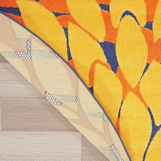 Nourison Home Washables 63x63 Outdoor Polypropylene Fabric Rug in Blue/Multi-Color
