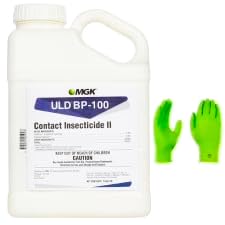 ULD BP 100 Fogger Insecticide, 1 Gallon, Oil-Based Pyrethrin Concentrate, 1% Pyrethrins with 2% PBO, ULV Space Spray, with USA Supply Protective Gloves
