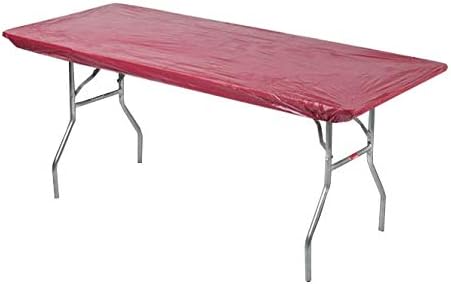Kwik-Covers 6' Rectangle Plastic Table Covers 30" x 72", Bundle of 5 (Maroon)