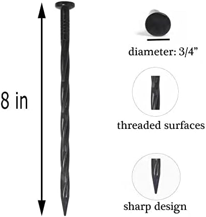 300PCS Spiral Landscape Anchoring Spikes, 8 Inch Landscape Spikes,Nylon Landscape Anchoring Spike for Garden Lawn Yard,Paver,Weed Barrier,Artificial Turf (8in-300 Count)