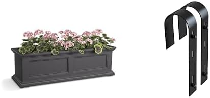 Mayne Fairfield 2ft Window Box Planter with Handrail Brackets - Graphite Grey - Fade Resistant, Self Watering, Perfect for Outdoor Use