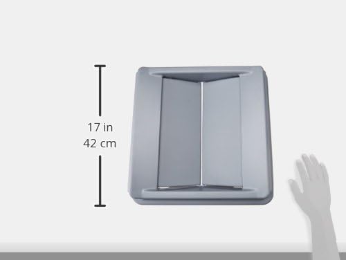 Rubbermaid Commercial Products Untouchable Container Trash Can/Wastebasket Lid, Gray, Square Swing Top, Compatible with 35/50 Gallon Untouchable Square Containers