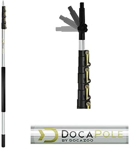 DOCAZOO DOCA Telescoping Pole 7-28 Ft - Extension Pole for Cleaning, Feather Duster, Window Washing Kit, Paint Roller, Window Squeegee - High Reach Extendable Kit for Indoor & Outdoor - Pole Only