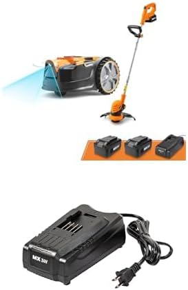 LawnMaster OcuMow™ Robot Lawn Mower with Cordless 24V MAX 10” Grass Trimmer Combo Kit + LawnMaster MX24V Battery Charger – 24LFC14-ETL