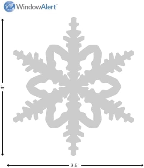 WindowAlert Snowflake Anti-Collision Decal 4 Pack - UV-Reflective Window Decal to Protect Wild Birds from Glass Collisions - Made in The USA