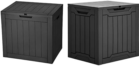 YITAHOME 30 Gallon Deck Box Outdoor Storage Box, Waterproof Resin Package Delivery and Storage Box with Lockable Lid for Patio Furniture Cushions, Pool Accessories, Garden Tools, Black, 2PCS