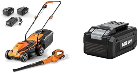 LawnMaster 24VMWBL 24V Max 13-inch Cordless Lawn Mower and Cordless Leaf Blower Combo with 2x4.0Ah Batteries and Charger