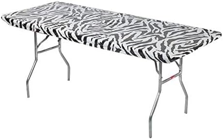 Kwik-Covers 6' Rectangle Plastic Table Covers 30" x 72", Bundle of 5 (Zebra)