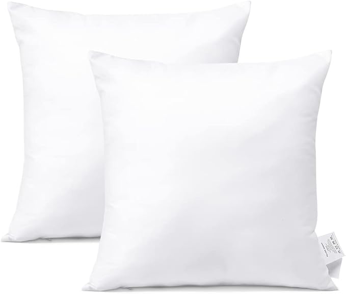 OTOSTAR Outdoor Throw Pillow Inserts - Pack of 2 Water Resistant Cushion Inner Pads for Patio Garden Coffee House Decorative Waterproof Pillow Inserts 16x16 Inch -White