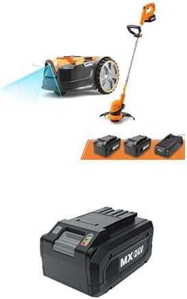 Robot Lawn Mower with Cordless 24V MAX 10” Grass Trimmer Combo Kit Perimeter Wire Free for Small Yards 2000-4000 Square Feet Optical Navigation Automatic+ 24LB4005-CN 24V 4.0Ah Battery