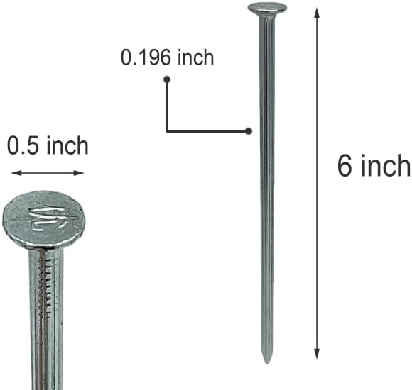 Metal Nails; 6-Inch 36 Pcs Landscape Anchoring Spikes for Paver, Weed Barriers, Turf, House Construction, Carpentry Nail, Tent, Anchoring Stakes (36-6in)