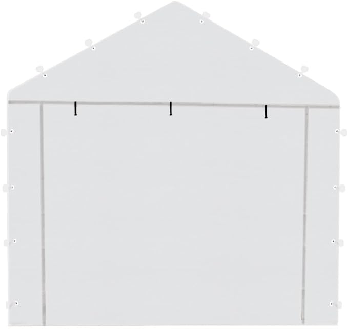 10x20 Carport Replacement Sidewall, Front/Back Panel Canopy Entrance Panel with Zippers and Elastic Ball Bungees, 180G PE Waterproof & UV Protected Replacement Sidewall Cover, White