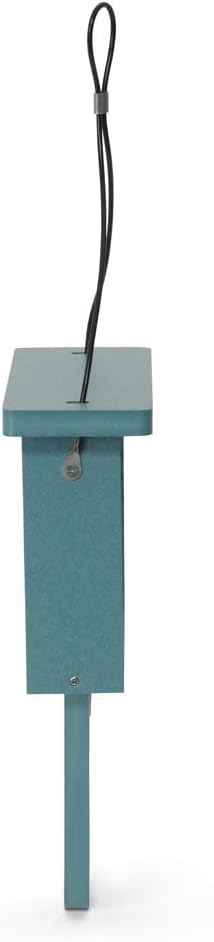 Birds Choice Suet Feeder with Tail Prop, Holds 1 Suet Cake | Hanging Suet Bird Feeder with Roof for Woodpeckers, Jays, Nuthatches | Sturdy for Garden & Backyard | Lake Blue, 7.625"L x 3"W x 11.75"H
