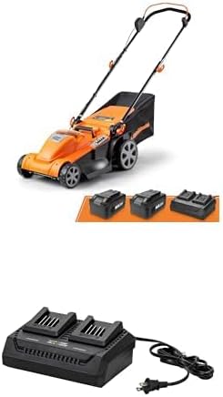 Bundle of LawnMaster CLMF4817E 48V MAX* Brushless Mower with 2X24V MAX* 4.0Ah Battery and a Dual Charger + Dual Channel Battery Charger 24LFC15-ETL Suit for 24V / 48V Cordless Machine