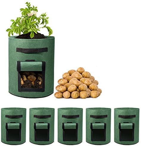 Delxo 10 Pack 10 Gallon Grow Bags & 5 Pack 10 Gallon Potato Grow Bags