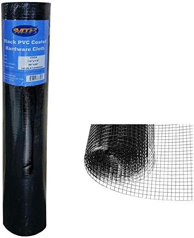 Black PVC Coated Hardware Cloth 48 Inch x 50 Foot -1/2 Inch x 1/2 Inch 19GA