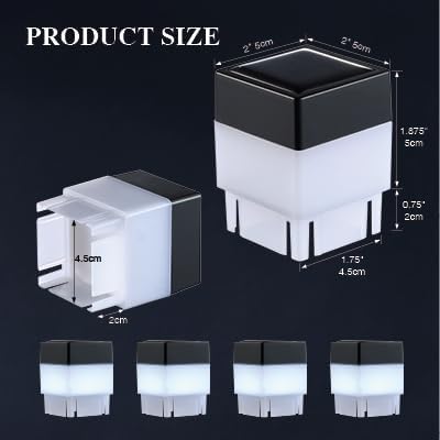 Fence Lights Solar Powered Solar LED Fence Post Cap 2In x 2In(5cm x 5cm) for Wrought Iron, Aluminum, Garden & Outdoor (Warm Light, 8)