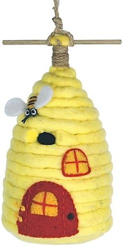 Global Crafts Bird House - Honey House Design - 30.7 x 16.8 x 16 cm - Wool