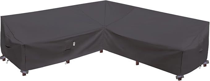 Heavy Duty Outdoor Sectional Sofa Cover, 115"X115" Waterproof 600D Oxford Patio Sectional Couch Covers, Lawn Patio Furniture Winter Cover, Storm Grey