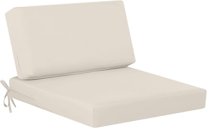 idee-home Outdoor Chair Cushions for Patio Furniture, Outdoor Seat Cushion | Waterproof Hampton Bay Deep Seat Replacement Couch Cushions for Garden Backyard Deck 26.5 x 26.5 Beige
