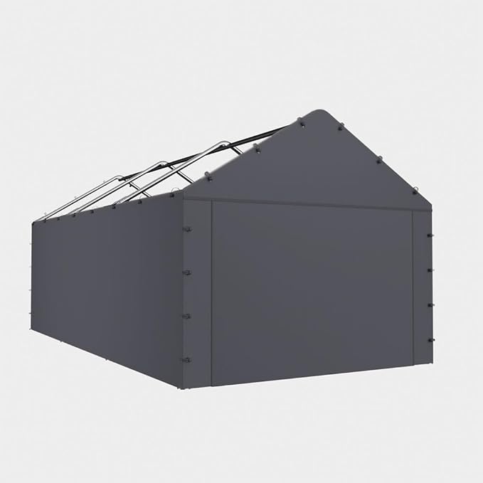 Sidewall Panel with Elastic Ball Bungees, for 10x20 FT or 12x20 FT Garage Party Tent Shelter - Gray, One Sidewall Panel Only