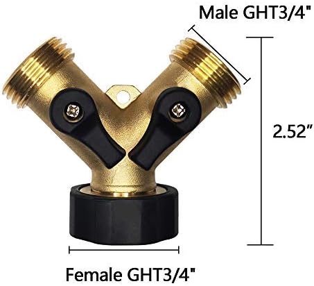 HQMPC 2-Way Garden Hose Splitter - 3/4" Female & 2 Male, 2 Pcs