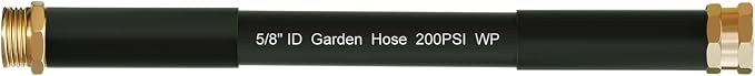 Beitopamz Short Garden Hose 1 ft x 5/8 in Male to Female Heavy Duty Small Water Hose Extender Connector, Lightweight Rubber Hybrid Leader Hose, Leak-Free Connections, 3/4'' Brass Fittings, Black