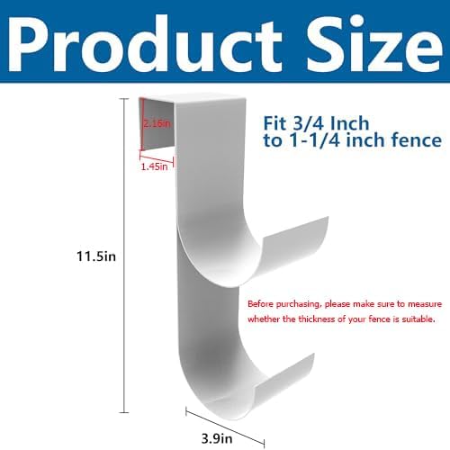 codree 2 PCS Pool Fence Hooks for Pool Equipment, White Heavy Duty Fence Hooks for Pool Poles, Slipe-on Fence Hanger for Pool Hose Pool Skimmer, Fit 3/4 Inch to 1-1/4 inch Railing
