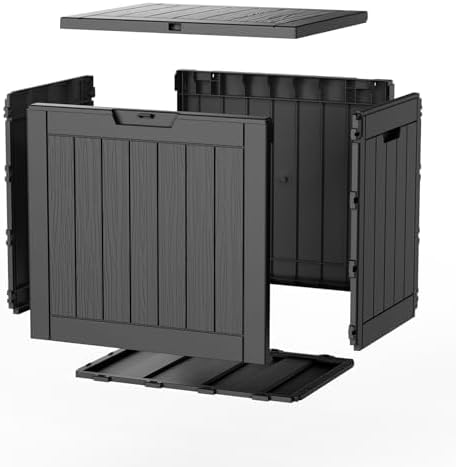 30 Gallon Deck Box, Waterproof Resin Outdoor Storage Box with Lockable Lid, Patio Storage Box Featuring Fade Resistant for Patio Furniture Cushions, Pool Accessories, Garden Tools, Black
