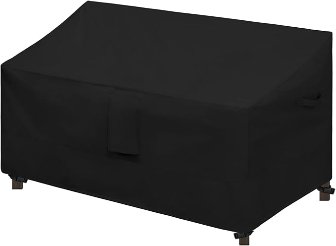 Easy-Going Waterproof Patio Sofa Cover UV Resistant 2 Seater Outdoor Loveseat Cover Weatherproof Lawn Patio Furniture Cover with Tape Sealed Seam (58Wx32.5Dx31H inch, Black)