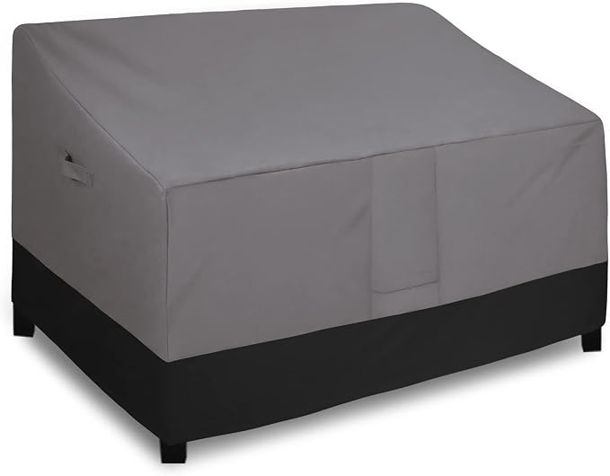 Easy-Going Waterproof Outdoor Loveseat Cover, Heavy Duty 2-Seater Patio Couch Cover, Windproof Outdoor Furniture Protector with Air Vent (76Wx32.5Dx33H inch, Gray/Black)
