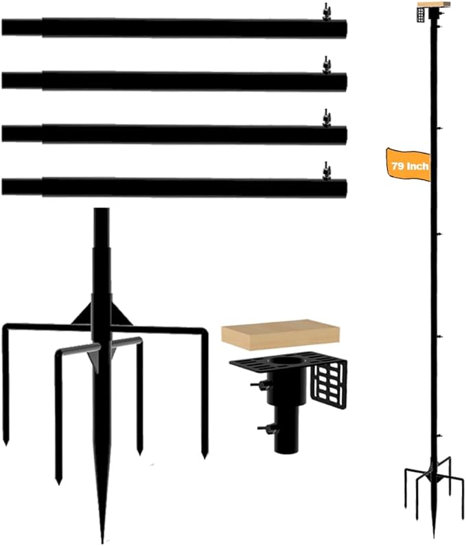 Smart Bird Feeder Pole,79 Inches Tall Bird House Poles for Outdoors,1-Inch Diameter Thickened Heavy-Duty Pole for Bird Feeder,Adjustable Bird Feeder Stand, Slip-Fit Connection.