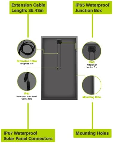 Newpowa 10BB Cell 200W Monocrystalline 200 Watt 12V Solar Panel Black Frame, High Efficiency RV Marine Boat Off Grid