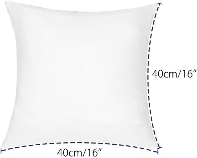 OTOSTAR Outdoor Throw Pillow Inserts - Pack of 2 Water Resistant Cushion Inner Pads for Patio Garden Coffee House Decorative Waterproof Pillow Inserts 16x16 Inch -White