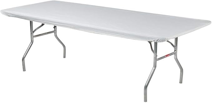 Kwik-Covers 6' Rectangle Plastic Table Covers 30" x 72", Bundle of 5 (White)