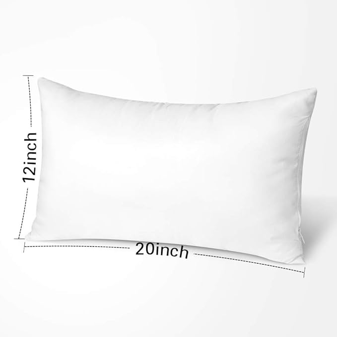 OTOSTAR Outdoor Throw Pillow Inserts - Pack of 1 Water Resistant Cushion Inner Pads for Patio Garden Coffee House Decorative Waterproof Pillow Inserts 12x20 Inch -White