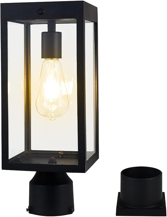 Solar Lamp Post Light Outdoor Waterproof，Solar Outdoor Post Light with 3.5in Pier Mount Base，Matte Black