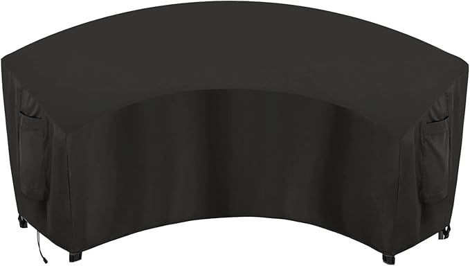 OutdoorLines Waterproof Curved Outdoor Sectional Cover - UV Resistant Windproof Patio Sectional Sofa Covers for Deck, Lawn and Backyard, Heavy Duty Furniture Covers (90Lx34Dx32Hx46FL, Black)